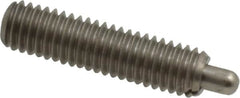 Vlier - 10-32, 3/4" Thread Length, 1/8" Plunger Projection, Stainless Steel Threaded Spring Plunger - 0.091 - 0.092" Max Plunger Diam, 3/4" Plunger Length, 2.9 Lb Init End Force, 11.1 Lb Final End Force - Strong Tooling