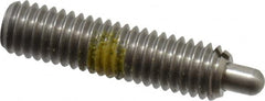 Vlier - 10-32, 3/4" Thread Length, 1/8" Plunger Projection, Stainless Steel Threaded Spring Plunger - 0.091 - 0.092" Max Plunger Diam, 3/4" Plunger Length, 2.9 Lb Init End Force, 11.1 Lb Final End Force - Strong Tooling