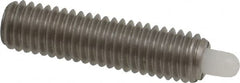 Vlier - 10-32, 3/4" Thread Length, 1/8" Plunger Projection, Stainless Steel Threaded Spring Plunger - 0.09 - 0.092" Max Plunger Diam, 3/4" Plunger Length, 2.9 Lb Init End Force, 11.1 Lb Final End Force - Strong Tooling