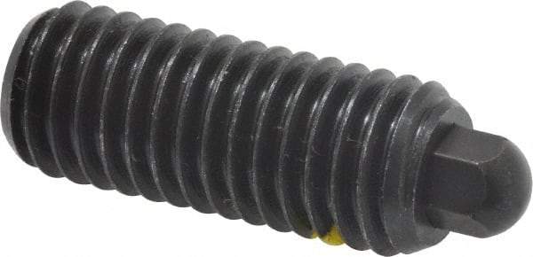 Vlier - 1/2-13, 1-1/4" Thread Length, 1/4" Plunger Projection, Steel Threaded Spring Plunger - 1/4 (Hex)" Max Plunger Diam, 1-1/4" Plunger Length, 6.6 Lb Init End Force, 17.4 Lb Final End Force, 1/4" Hex - Strong Tooling