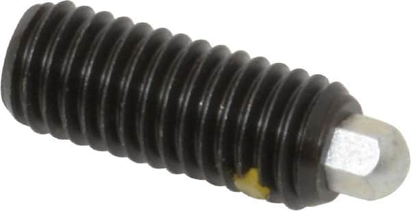 Vlier - 1/2-13, 1-1/4" Thread Length, 1/4" Plunger Projection, Steel Threaded Spring Plunger - 1/4 (Hex)" Max Plunger Diam, 1-1/4" Plunger Length, 2.7 Lb Init End Force, 9.3 Lb Final End Force, 1/4" Hex - Strong Tooling