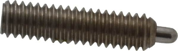 Vlier - 8-32, 5/8" Thread Length, 3/32" Plunger Projection, Stainless Steel Threaded Spring Plunger - 0.069 - 0.07" Max Plunger Diam, 5/8" Plunger Length, 0.7 Lb Init End Force, 2.3 Lb Final End Force, 0.063" Hex - Strong Tooling