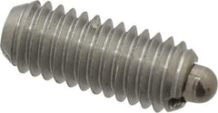 Vlier - 10-32, 0.468" Thread Length, 0.065" Plunger Projection, Stainless Steel Threaded Spring Plunger - 0.093" Max Plunger Diam, 0.468" Plunger Length, 0.75 Lb Init End Force, 2.5 Lb Final End Force - Strong Tooling