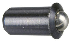 Gibraltar - 1.1" Body Length x 1/2" Body Diam, 8 Lb Init to 18 Lb Final End Force, Stainless Steel Press Fit Ball Plunger - 7/16" Ball Diam, 0.161" Max Ball Reach, 0.11" Flange Thickness - Strong Tooling