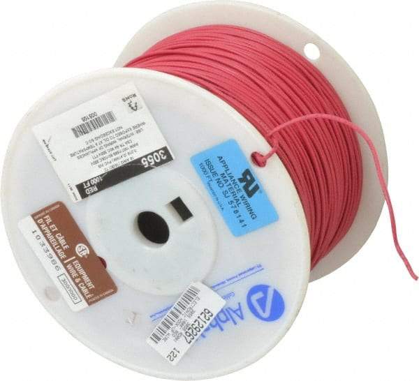 Alpha Wire - 18 AWG, 16 Strand, 305 m OAL, Tinned Copper Hook Up Wire - Red PVC Jacket, 0.079" Diam - Strong Tooling