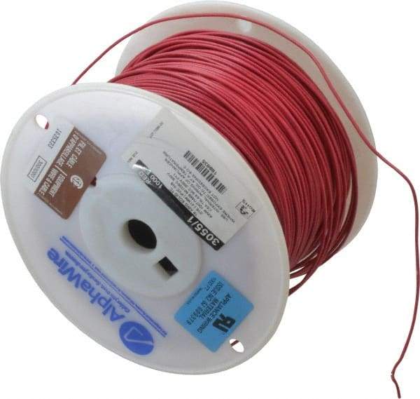 Alpha Wire - 18 AWG, 1 Strand, 305 m OAL, Tinned Copper Hook Up Wire - Red PVC Jacket, 0.072" Diam - Strong Tooling