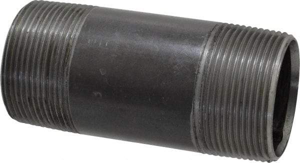 Value Collection - Schedule 40, 1-1/2" Diam x 4" Long Steel Black Pipe Nipple - Threaded - Strong Tooling