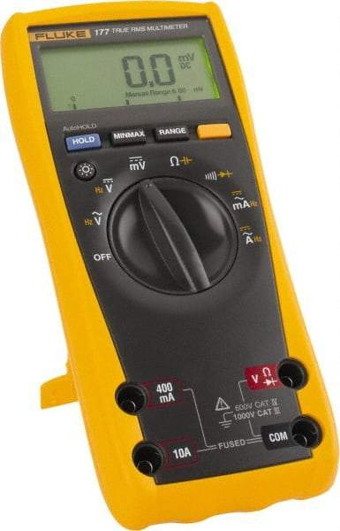 Fluke - 177 ESFP, CAT IV, CAT III, 1,000 VAC/VDC, Digital True RMS Auto Ranging Manual Ranging Multimeter - 50 mOhm, Measures Voltage, Capacitance, Current, Frequency, Resistance - Strong Tooling