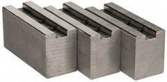 Abbott Workholding Products - 1.5mm x 60° Serrated Attachment, Square Soft Lathe Chuck Jaw - 3 Jaws, Aluminum, 63/64" Btw Mount Hole Ctrs, 4" Long x 1-1/2" Wide x 2" High, 0.5512" Groove, 0.4724" & 12mm Fastener - Strong Tooling