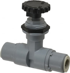 Specialty Mfr - 3/8" Pipe, Inline Needle Valve - EPDM Seal, Push To Connect x Push To Connect Ends, PVC Valve, 125 Max psi - Strong Tooling