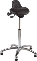 Bevco - 27" Wide x 27" Deep x 20 to 30" High, Steel Base, Adjustable Height Swivel Stool - Polyurethane Seat, Black - Strong Tooling