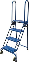 Ballymore - 65" 4 Step Ladder - Portable Folding Safety Ladder, 350 Lb Capacity, 40" Platform Height, 24" Base Width x 30" Base Depth, Perforated Tread - Strong Tooling