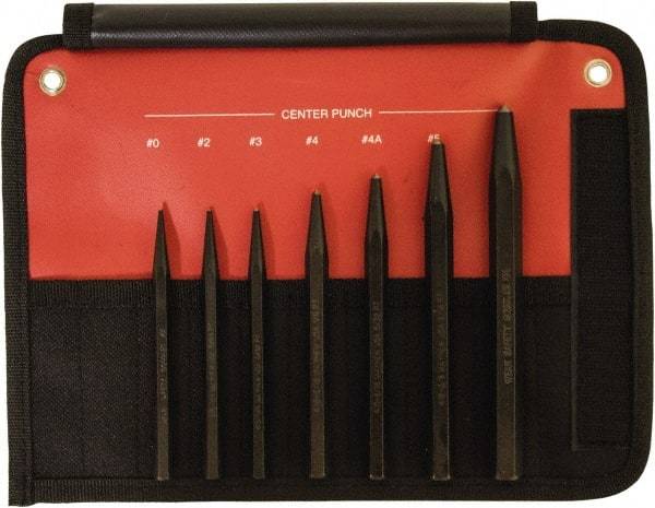 Mayhew - 7 Piece, 1/16 to 1/4", Center Punch Set - Hex Shank, Steel, Comes in Kit Bag - Strong Tooling