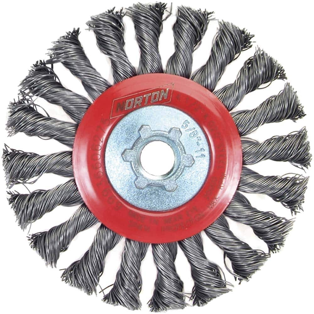 Norton - 4-1/2" OD, 5/8-11 Arbor Hole, Knotted Carbon Wheel Brush - Strong Tooling