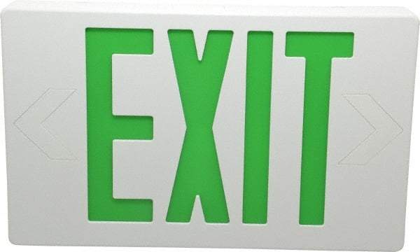 Mule - 1 Face, 5 Watt, White, Polycarbonate, LED, Illuminated Exit Sign - 120/277 VAC, Nickel Cadmium, Universal Mounted, 12 Inch Long x 1-1/2 Inch Wide x 7-1/2 Inch High - Strong Tooling