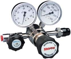 Miller-Smith - 330 CGA Inlet Connection, 100 Max psi, Corrosive Service Gases Welding Regulator - Stainless Steel Diaphragm Valve with 1/4" Swagelok Tube Fitting Thread - Exact Industrial Supply