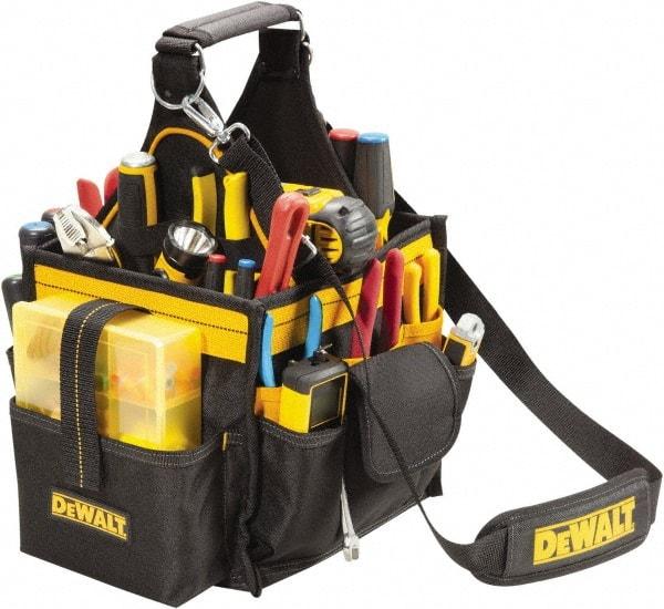 DeWALT - 23 Pocket Black & Yellow Polyester Tool Bag - 10-1/2" Wide x 8-1/2" Deep x 10" High - Strong Tooling