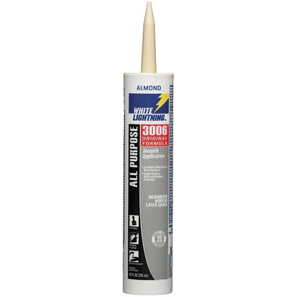 White Lightning - 10 oz Cartridge Almond Acrylic & Latex Caulk - -30 to 180°F Operating Temp, 12 min Tack Free Dry Time, Series 3006 - Strong Tooling