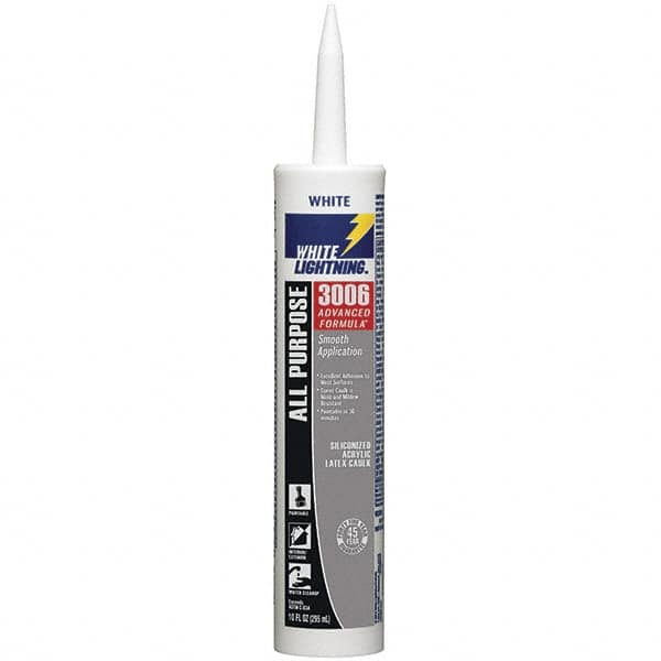 White Lightning - 10 oz Cartridge White Acrylic & Latex Caulk - -30 to 180°F Operating Temp, 12 min Tack Free Dry Time, Series 3006 - Strong Tooling