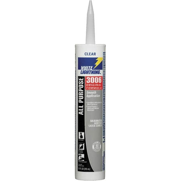 White Lightning - 10 oz Cartridge Clear Acrylic & Latex Caulk - -30 to 180°F Operating Temp, 12 min Tack Free Dry Time, Series 3006 - Strong Tooling