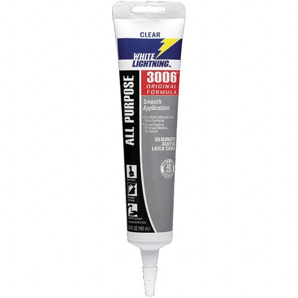 White Lightning - 5.5 oz Cartridge Clear Acrylic & Latex Caulk - -30 to 180°F Operating Temp, 12 min Tack Free Dry Time, Series 3006 - Strong Tooling