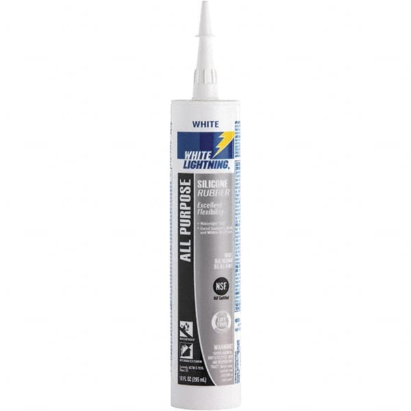 White Lightning - 10 oz Cartridge White RTV Silicone Joint Sealant - -80 to 400°F Operating Temp, 30 min Tack Free Dry Time, 24 hr Full Cure Time - Strong Tooling