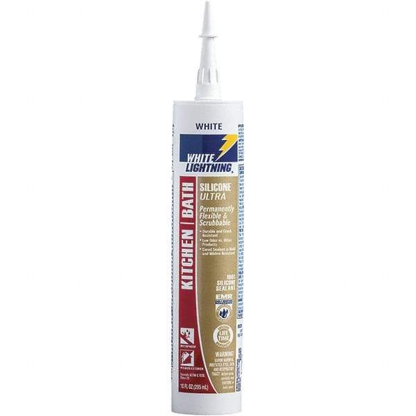 White Lightning - 10 oz Cartridge White RTV Silicone Caulk - 150°F Max Operating Temp - Strong Tooling