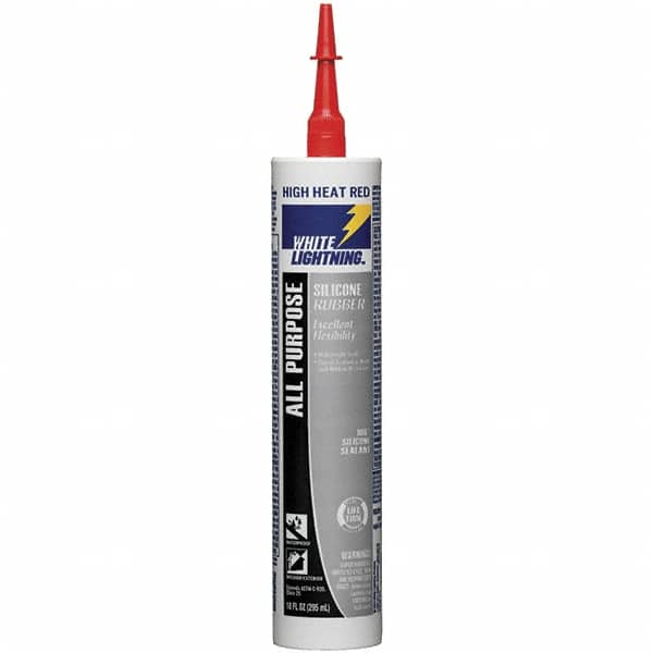 White Lightning - 10 oz Cartridge Red RTV Silicone Joint Sealant - -80 to 400°F Operating Temp, 30 min Tack Free Dry Time, 24 hr Full Cure Time - Strong Tooling