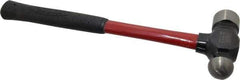 Proto - 2 Lb Head Ball Pein Hammer - Fiberglass Handle, 1-1/4" Face Diam, 15-1/4" OAL, Fiberglass with Cushion Grip - Strong Tooling