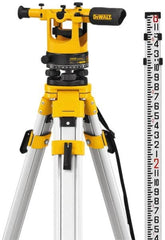 DeWALT - 20x Magnification, 5 to 200 Ft. Measuring Range, Transit Optical Level Kit - Accuracy 1/4 Inch at 100 Ft., Kit Includes Aluminum Tripod with Quick Adjust Legs - Strong Tooling