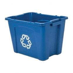 Rubbermaid - 14 Gal Blue Rectangle Recycling Container - Polyethylene, 14-3/4" High x 20-3/4" Long x 16" Wide - Strong Tooling