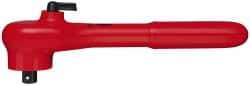 Knipex - 3/8" Drive Square Head Ratchet - Insulated Finish, 7-1/2" OAL, 24 Gear Teeth, Reversible Head - Strong Tooling