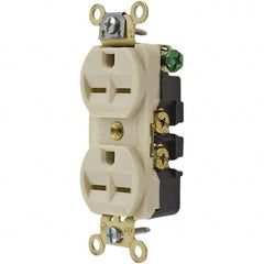 Hubbell Wiring Device-Kellems - 250 VAC 15A NEMA 6-15R Industrial Grade Ivory Straight Blade Duplex Receptacle - Strong Tooling