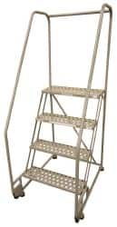 Cotterman - 70" 4 Step TiltNRoll Rolling Ladder - Assembled, 450 Lb Capacity, 40" Platform Height, 28" Base Width x 37" Base Depth, Perforated Tread - Strong Tooling