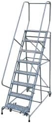 Cotterman - 110" 8 Step Rolling Warehouse Ladder - Assembled, 450 Lb Capacity, 80" Platform Height, 32" Base Width x 61" Base Depth, Perforated Tread - Strong Tooling