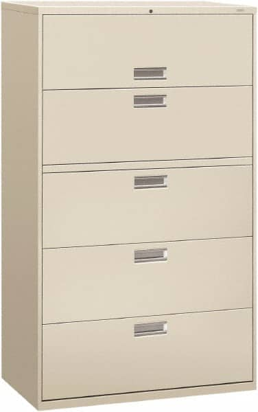 Hon - 42" Wide x 67" High x 19-1/4" Deep, 5 Drawer Roll-Out, Roll-Out Posting - Steel, Light Gray - Strong Tooling