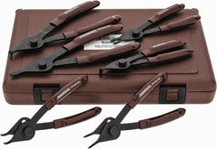 Paramount - 6 Piece, 3/8 to 1-3/4" Bore, 1/8 to 1-7/16" Shaft, Internal/External Retaining Ring Pliers Set - 0.038 to 0.07" Tip Diam Range - Strong Tooling