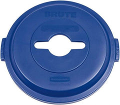 Rubbermaid - Round Lid for Use with 32 Gal Round Recycle Containers - Blue, Plastic, For 2632 Brute Trash Cans - Strong Tooling