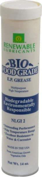 Renewable Lubricants - 14 oz Cartridge Biobased Extreme Pressure Grease - White, Extreme Pressure, Food Grade & High Temperature, 590°F Max Temp, NLGIG 2, - Strong Tooling