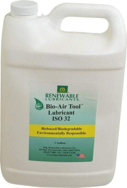 Renewable Lubricants - 1 Gal Bottle, ISO 32, Air Tool Oil - -22°F to 250°, 29.33 Viscosity (cSt) at 40°C, 7.34 Viscosity (cSt) at 100°C, Series Bio-Air - Strong Tooling