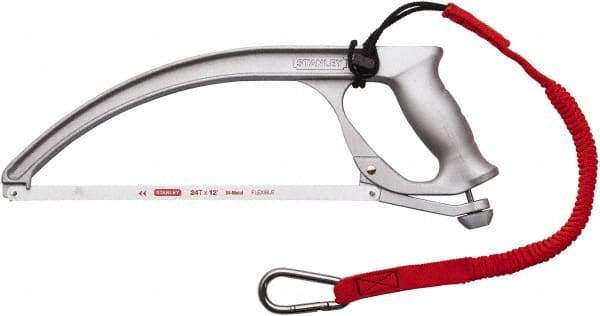 Stanley - 12" Tethered Hacksaw - 4" Throat Depth, Aluminum Handle, Ergonomically Designed D-Style Handle - Strong Tooling