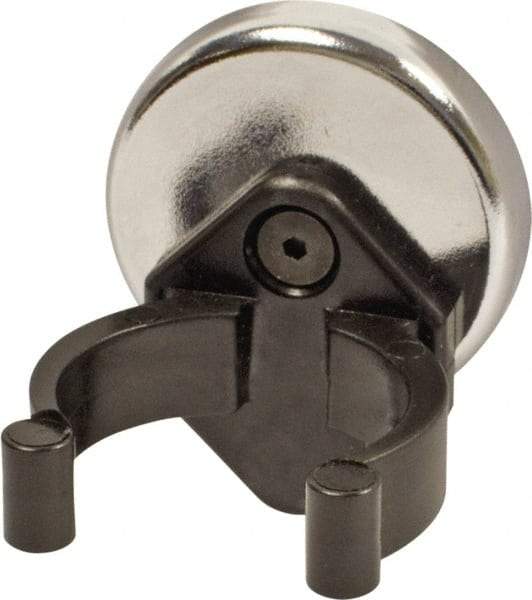 Mag-Mate - 22 Lb Max Pull Force, 9/32" Overall Height, 1.41" Diam, Ceramic Cup Magnet - Clamp Style, 1-3/8" Clamp Opening, Chrome Plated - Strong Tooling