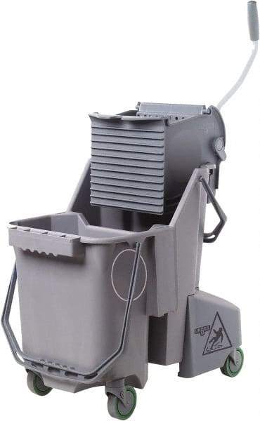 Unger - 32 Qt Plastic Bucket & Wringer - 21" Long x 20" High x 15" Wide, Gray, Aluminum Handle - Strong Tooling