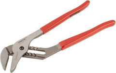 Proto - 12" OAL, 2-11/16" Max Capacity, 1-3/4" Jaw Length x 33/64" Jaw Width, 7 Position Gooseneck Tongue & Groove Pliers - Serrated Straight Jaws, Standard Head, Vinyl Handles - Strong Tooling