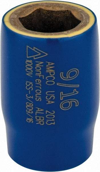 Ampco - 9/16", 3/8" Drive, Standard Hand Socket - 6 Points, 1-1/2" OAL, Aluminum Bronze - Strong Tooling