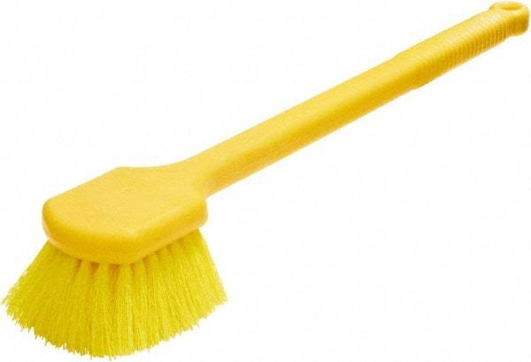 Rubbermaid - 2" Bristle Length, Synthetic Utility Scrub Brush - 20" OAL, Long Handle, Yellow, Plastic Block - Strong Tooling