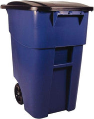 Rubbermaid - 50 Gal Blue Square Trash Can - Polyethylene, 36-1/2" High x 28-1/2" Long x 23.38" Wide - Strong Tooling