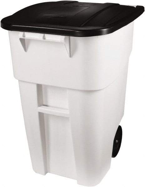 Rubbermaid - 50 Gal White Square Trash Can - Polyethylene, 36-1/2" High x 28-1/2" Long x 23.38" Wide - Strong Tooling