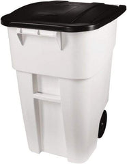 Rubbermaid - 50 Gal White Square Trash Can - Polyethylene, 36-1/2" High x 28-1/2" Long x 23.38" Wide - Strong Tooling