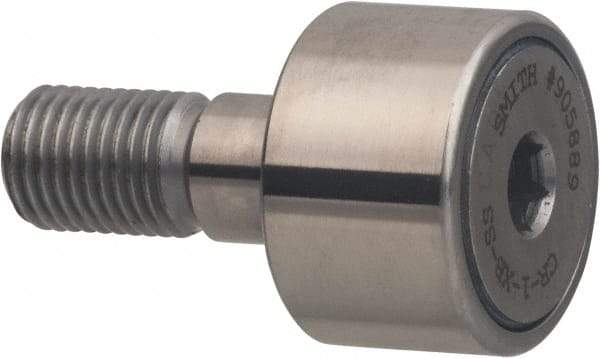 Accurate Bushing - 1-5/8" Roller Diam x 7/8" Width, 5/8" Stud Diam x 1-1/2" Length, Sealed Stud Cam Follower with Hex - Stainless Steel, 3/4" Thread Length, 5/8-18 Thread, 2.38" OAL, 3,390 Lb Dynamic Cap - Strong Tooling